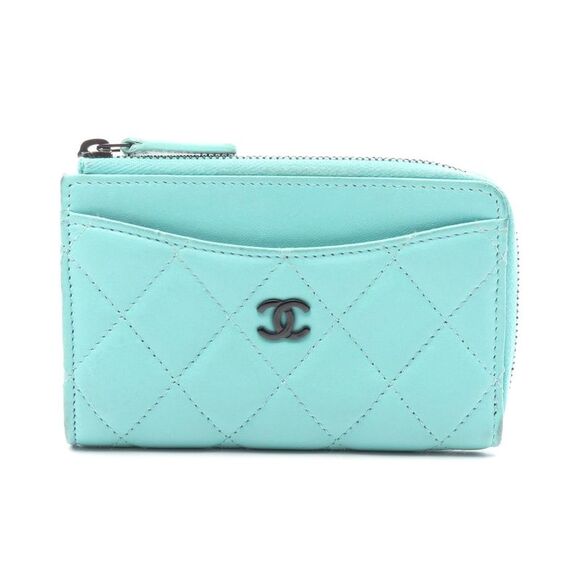 Chanel Leather Matelasse Card Case Blue - Picture 1 of 9